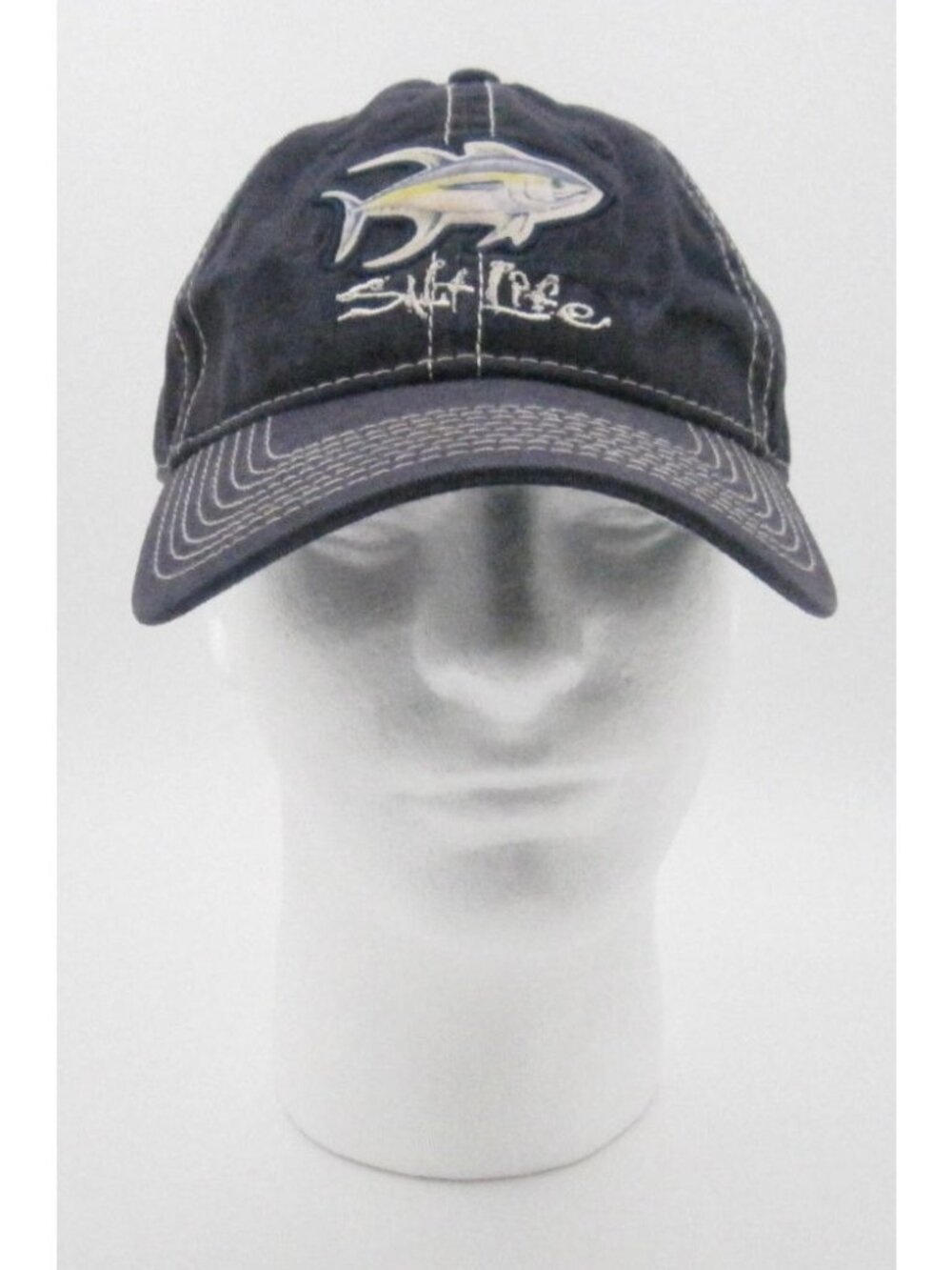 Salt Life Navy Blue Adjustable Baseball Cap Hat Yellowfin Tuna Fishing (F)